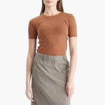 Футболка в рубчик Auralee, коричневый - фото 2