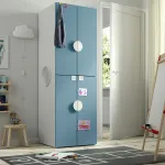 Детский шкаф, бело-синий, 60x57x181 см, PLATSA/SMÅSTAD IKEA - фото 2