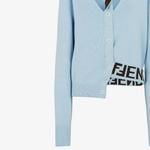 Кардиган с ажурными узорами FENDI, синий - фото 8