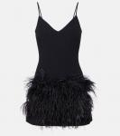 Мини-платье с перьевым декором David Koma, Black - фото