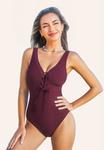 Купальник Cupshe ALLURING UP PLUNGE, Berry - фото