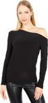 Топ с длинными рукавами и заниженными плечами Norma Kamali, черный - фото