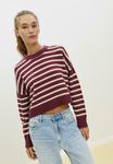 Джемпер Stradivarius STRIPED CROPPED, Bordeaux - фото 3