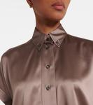 Рубашка из смесового шелка Brunello Cucinelli, Cacao - фото 4