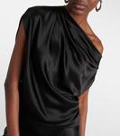 Шелковый топ на одно плечо с драпировкой The Sei, черный - фото 4