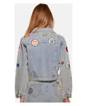 Модная джинсовая куртка с аппликациями. Tooche, синий - фото 4