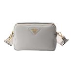 Кожаная сумка через плечо Trumpets женская серая PRADA, Basic Set (Bag+Dust Bag) - фото