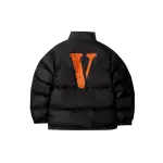 Пуховик унисекс Vlone, черный/оранжевый - фото