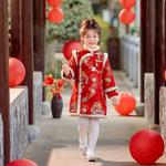 Детское платье с меховым воротником, миди PROTECTCAMEL, red - фото 4