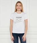 Футболка женская Guess Jeans с блестящей надписью на груди, белый - фото