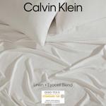 Calvin Klein Комплект постельного белья Queen, кремовый, из предварительно выстиранной мягкой льняной смеси, включает пододеяльник, простыню и наволочки - фото 8
