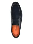 Ботинки на шнуровке со вставками Santoni, синий - фото 4