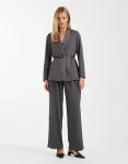 Темно-серый меланжевый блейзер свободного кроя с поясом Vero Moda - фото 3