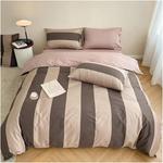 Generic Комплект постельного белья с полосками из хлопка - фото