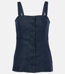Льняной топ Corbiere Faithfull, темно-синий - фото