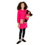 Девочки и платье-свитшот в тон кукле Leveret, розовый - фото