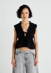 Топ FRILL TIE FRONT Gina Tricot, черный - фото