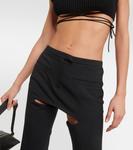 Расклешенные брюки из смесовой шерсти с вырезами Courrèges, черный - фото 4