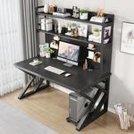 Компьютерный стол Xinmeikai 80x60x170 см с полкой, черная рама + карбон - фото 7