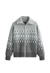 Кардиган OYSHO JACQUARD PRINT KNIT, Light Grey - фото 8