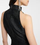 Мини-платье из жаккарда с цветочным принтом и драпировкой Rotate, черный - фото 6