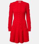 Вязаное мини-платье из шерсти и кашемира McQueen, Poppy Red - фото
