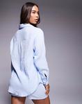 Рубашка с карманом из марли синего цвета Missyempire - фото 4