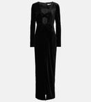 Бархатное макси-платье Alessandra Rich, черный - фото