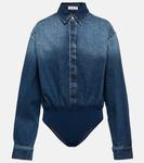 Боди из джинсовой рубашки ALAÏA, синий - фото