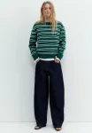 Полосатый джемпер Pull&Bear, Dark Green - фото 2