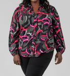 Неоновый дудл лайв рубашка плюс в зеленом мульти Nic + Zoe - фото