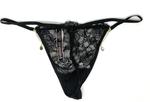 Трусики-стринги Victoria's Secret Bombshell Shine, Black Lace Gold Charms V-String - фото 5