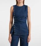 Драпированный джинсовый топ Rotate, Dark Blue Denim - фото 3