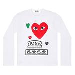 Футболка multi heart l/s t-shirt 'white red' Comme Des Garcons Play, белый - фото