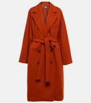 Шерстяное пальто с поясом Stella McCartney, Rust - фото