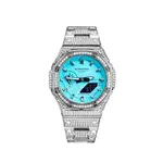 Часы Casio G-Shock Analog-Digital 2100 Series, арт. GA-2100-1A, серебристый/с полной инкрустацией стразами - фото