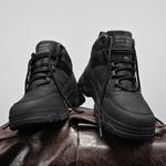 Военные ботинки с амортизацией и увеличенной высотой, короткие, до середины икры, для улицы, мужские, черные - фото 7
