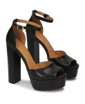 Кожаные босоножки на платформе и шпильке Kazar, черный - фото 2