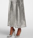 Платье миди с пайетками Rotate, серебряный - фото 5