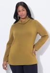 Толстовка Ulla Popken LONG SLEEVE TURTLENECK, Olive Green/Olive - фото