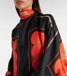 Платье макси из атласа с принтом Lexi Khaite, Orange Multi - фото 4