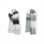 FREE RABBITⅡ Вязаный шарф унисекс, 2 Pack (Blue-White+White Gray Gradient) - фото