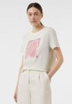 Футболка с принтом comma, кремовый - фото