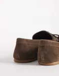 Лоферы Mango из 100% замши со рюшами шоколадного цвета - фото 4