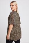 Сетчатый топ с леопардовым принтом Yours Curve, коричневый - фото 2