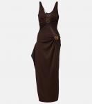 Платье миди с каскадным декором Christopher Esber, Espresso - фото