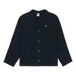 Куртка Men's Nike Solid Color Logo Lapel Casual Long Sleeves Autumn Black Jacket, черный - фото