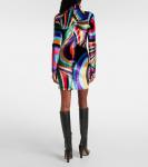 Иридевый бархатный мини-платье Pucci, Viol/Rosso - фото 3