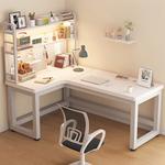 Угловой компьютерный стол Aolunfute L-образный 120x80 см, игровой, для дома, учебы, офиса, кремово-белый, левосторонний, без полок - фото