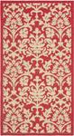 Ковер SAFAVIEH, 61 x 110 см, Washable Outdoor Courtyard Collection, Red & Natural, Non-Shedding & Easy Cleaning, для патио, входной двери, прихожей, придверный ковер (CY3416-3707) - фото